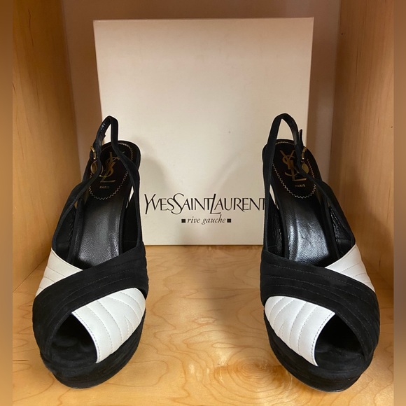 YSL YVES SAINT LAUREN WOMEN LEATHER HEELS/ SHOES MADE IN ITALY SIZE 41 - Picture 1 of 7